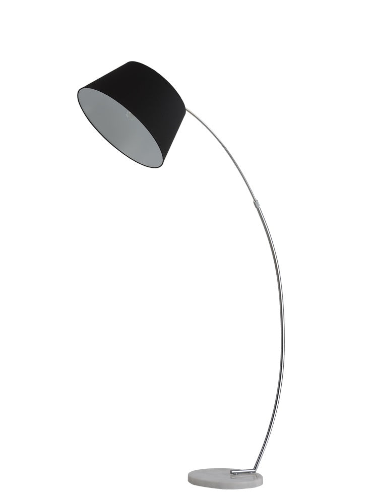 Arcadia Extendable Floor Lamp Marble Base & Black/Silver Grey Shade E27