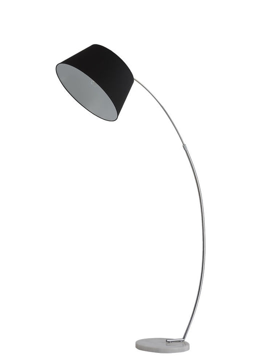 Arcadia Extendable Floor Lamp Marble Base & Black/Silver Grey Shade E27