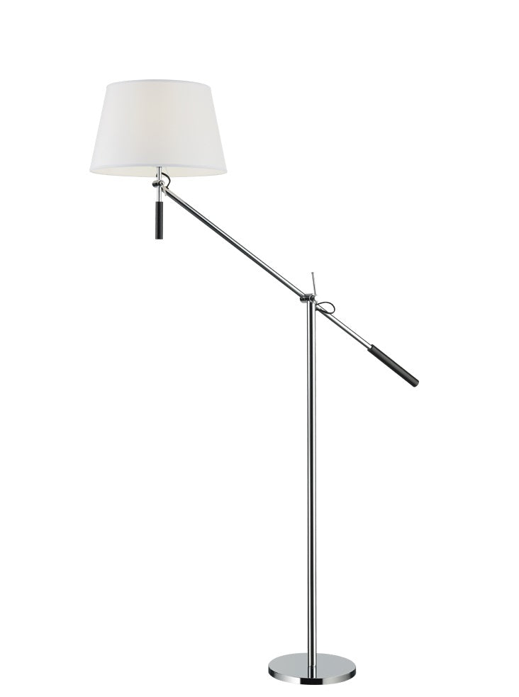 Quasar Adjustable Floor Lamp Chrome & White E27
