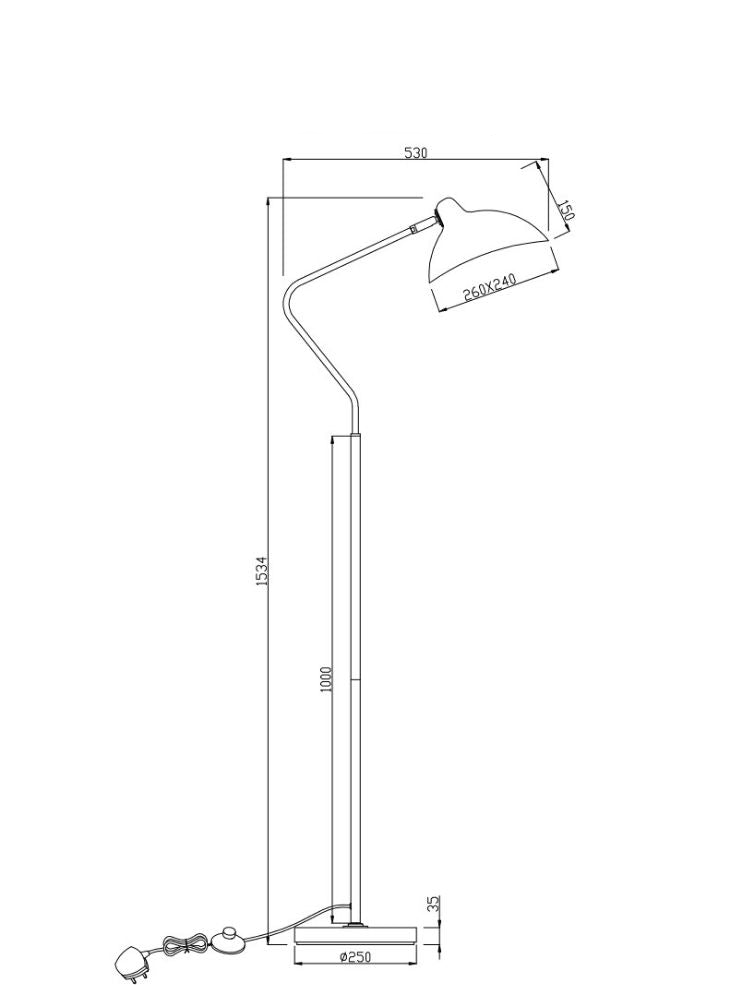 Forge Standard Floor Lamp E27 Matt White/Matt Black  & Chrome Finish