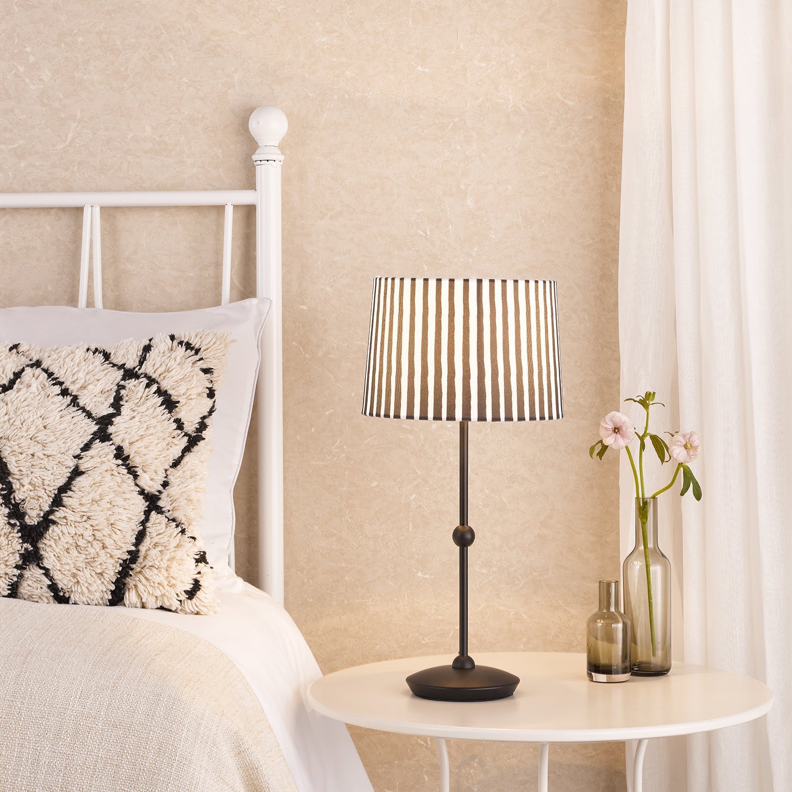 Sosa Table Lamp Matt Black/Matt Taupe  With Shade E14