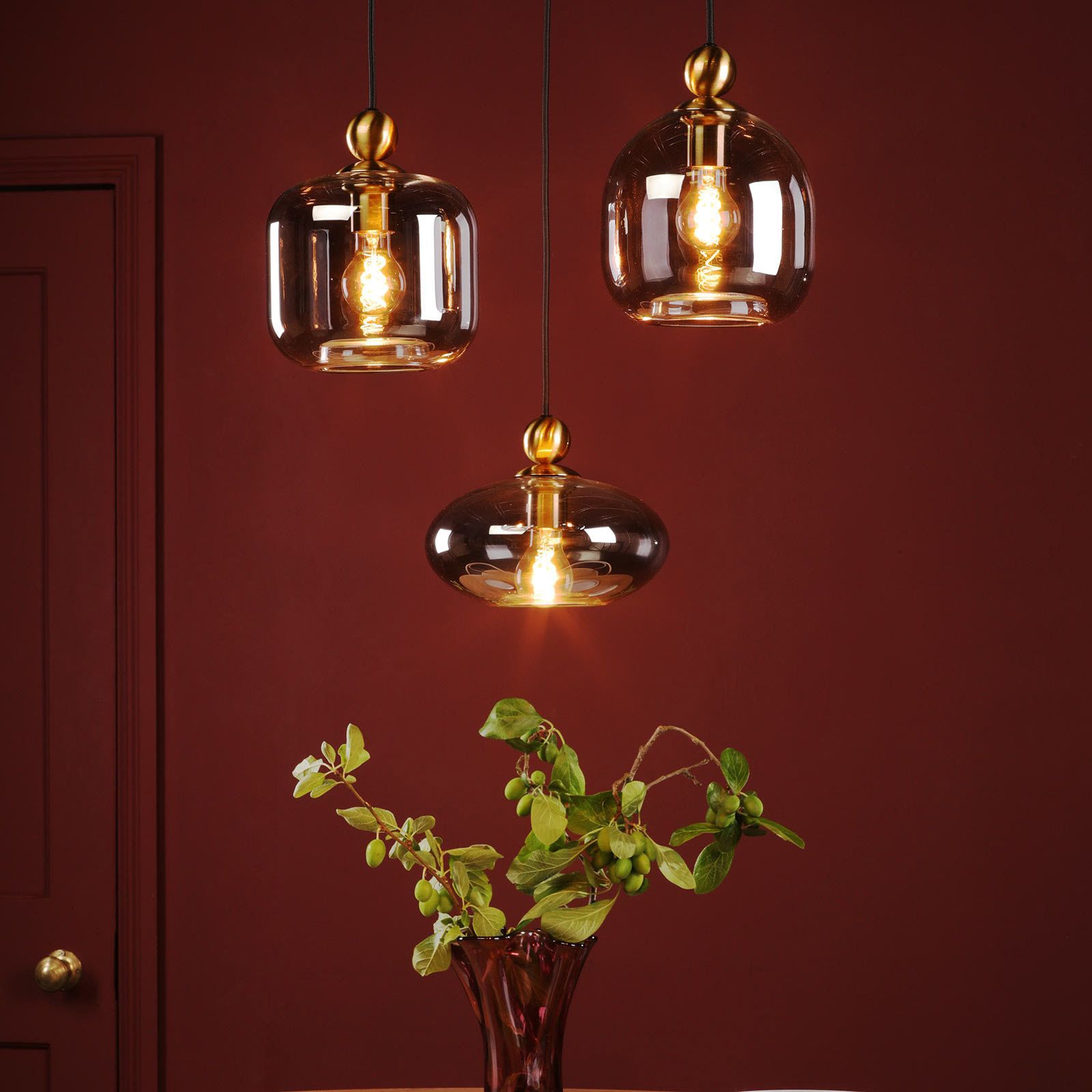 1 Light  E27 Matt Black/ Satin Brass Suspension Kits