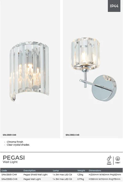 Pegasi Wall Light in Chrome Finish