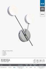 Edessa 2x5w LED Wall Light Chrome