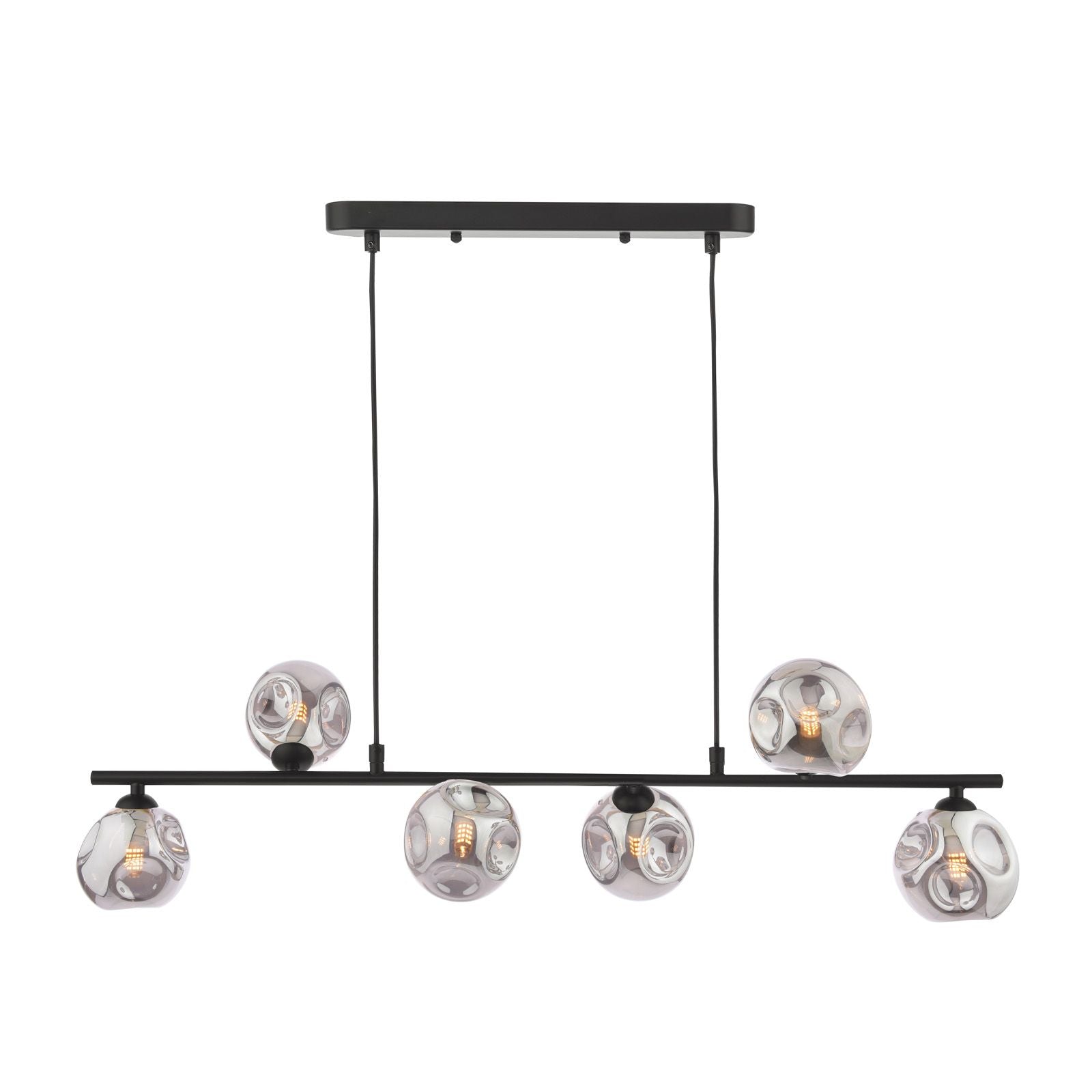 Spiral 6 Light Bar Pendant Matt Black/Polished Chrome-Finish Smoked/Opal-Glass