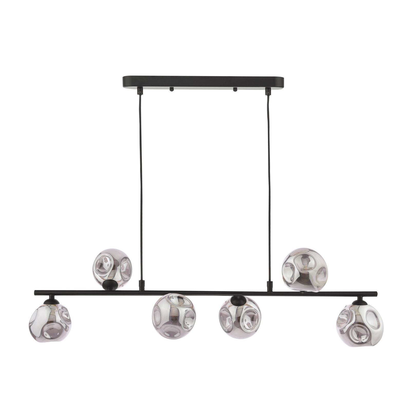 Spiral 6 Light Bar Pendant Matt Black/Polished Chrome-Finish Smoked/Opal-Glass