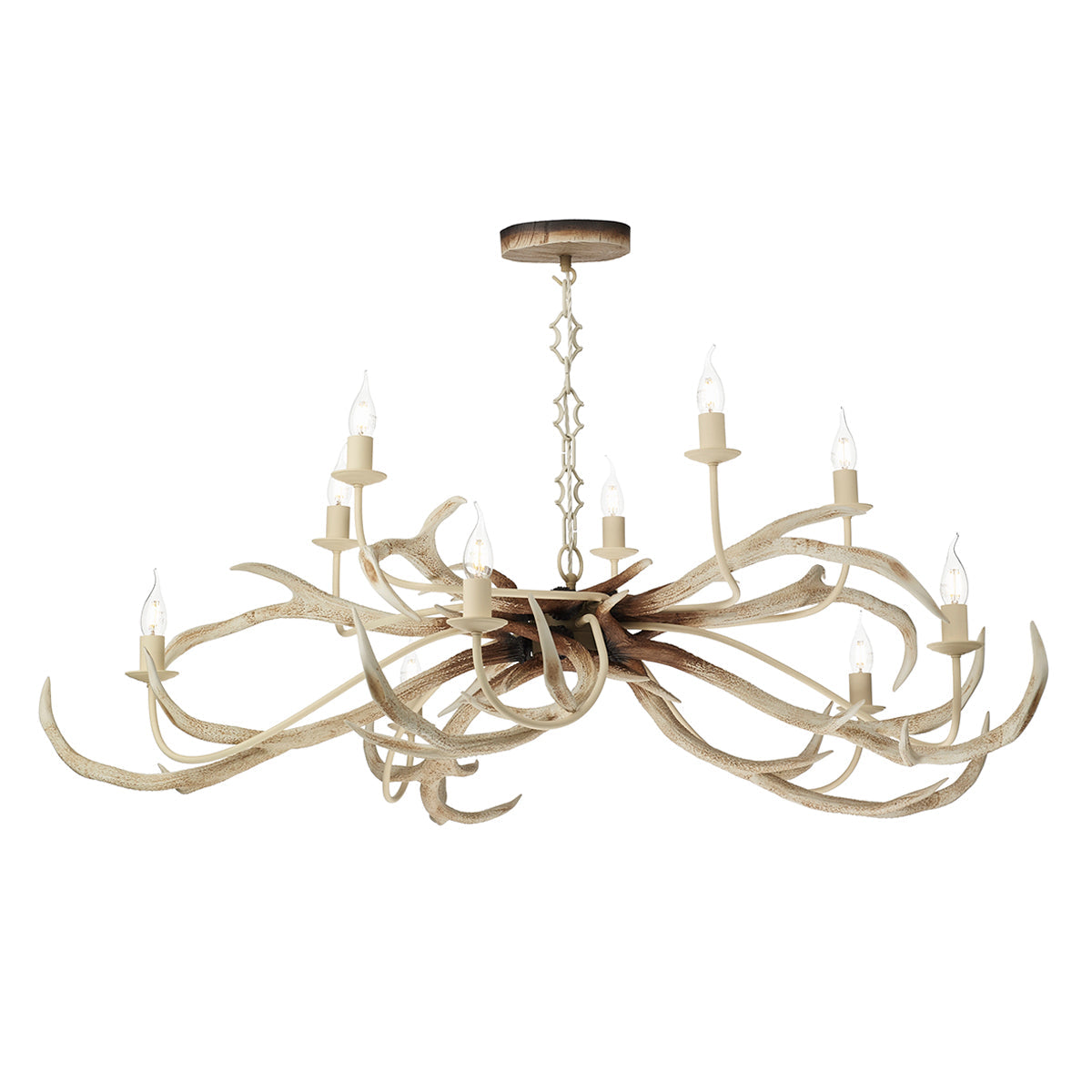 David Hunt Stag 10 Light Multi-Arm Pendant Bleached/Rustic