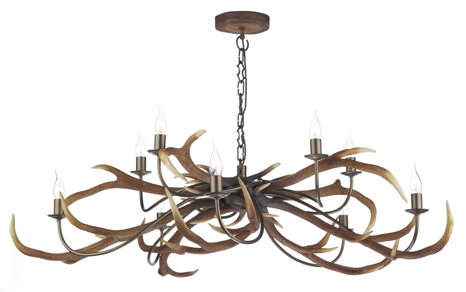 David Hunt Stag 10 Light Multi-Arm Pendant Bleached/Rustic
