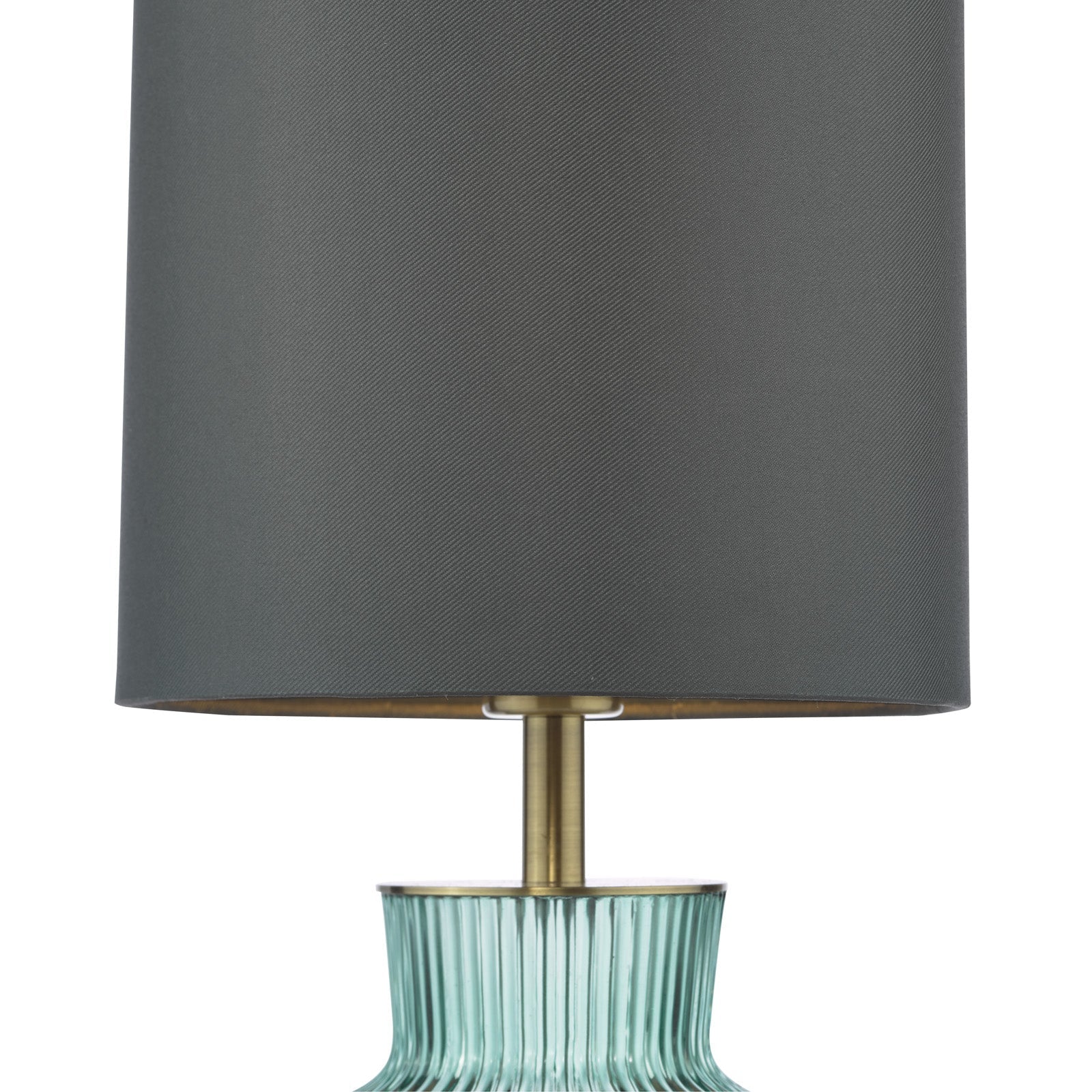 Suelita Table Lamp Brown/Green Ribbed Glass And Antique Brass With Shade E14