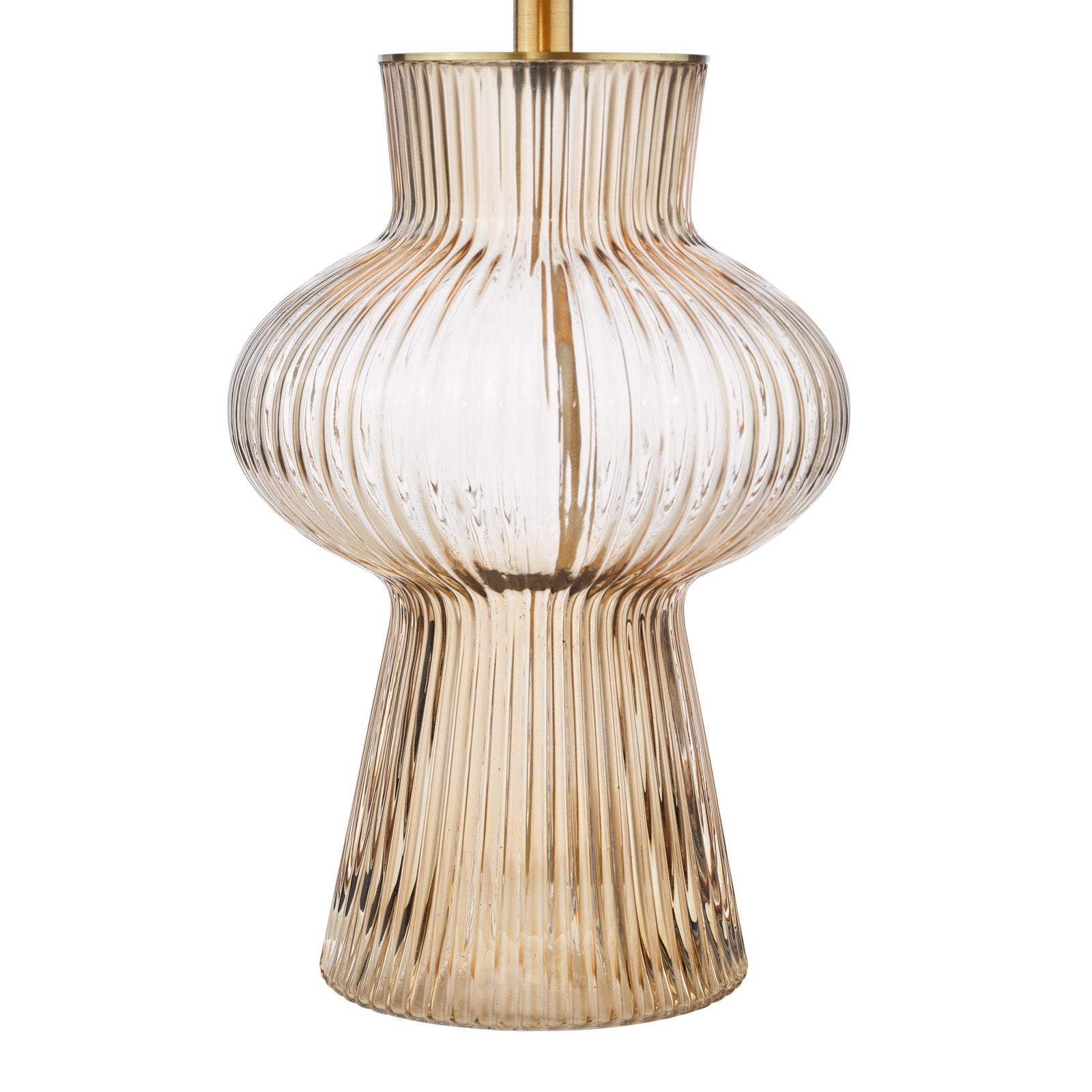 Suelita Table Lamp Brown/Green Ribbed Glass And Antique Brass With Shade E14