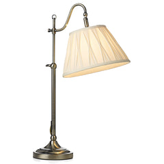 Suffolk Rise & Fall Table Lamp Antique Brass With Shade E14