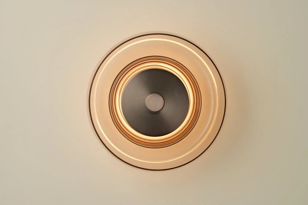 Selby Layered Glass Round Diffuser Wall Light - Bronze