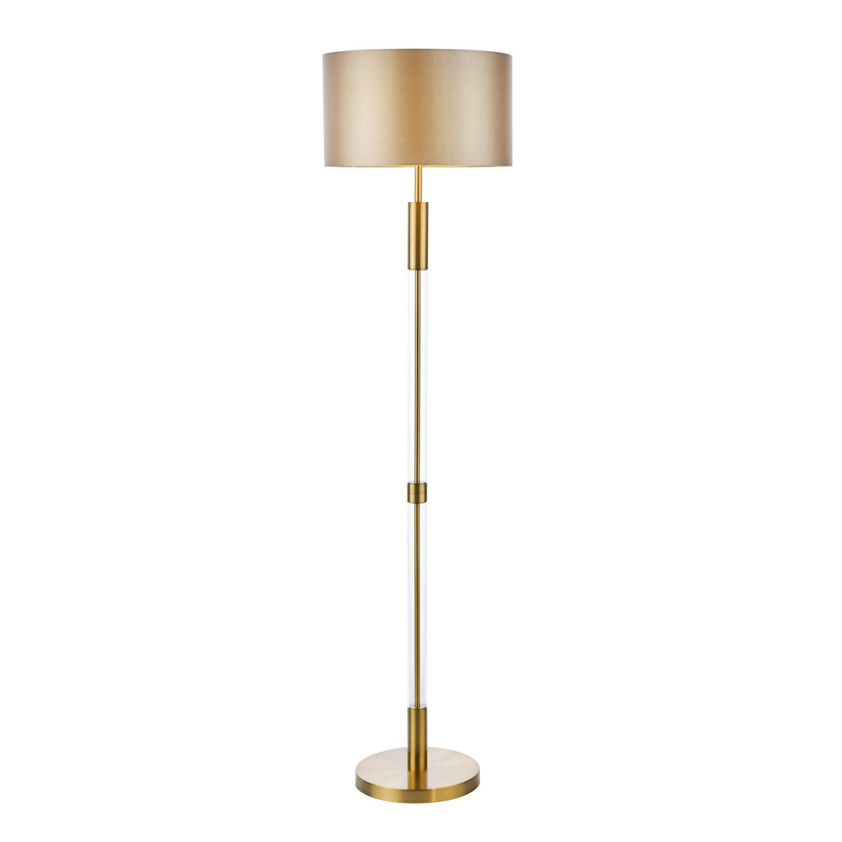 Sylvester Floor Lamp Antique Brass and Glass With Shade E27