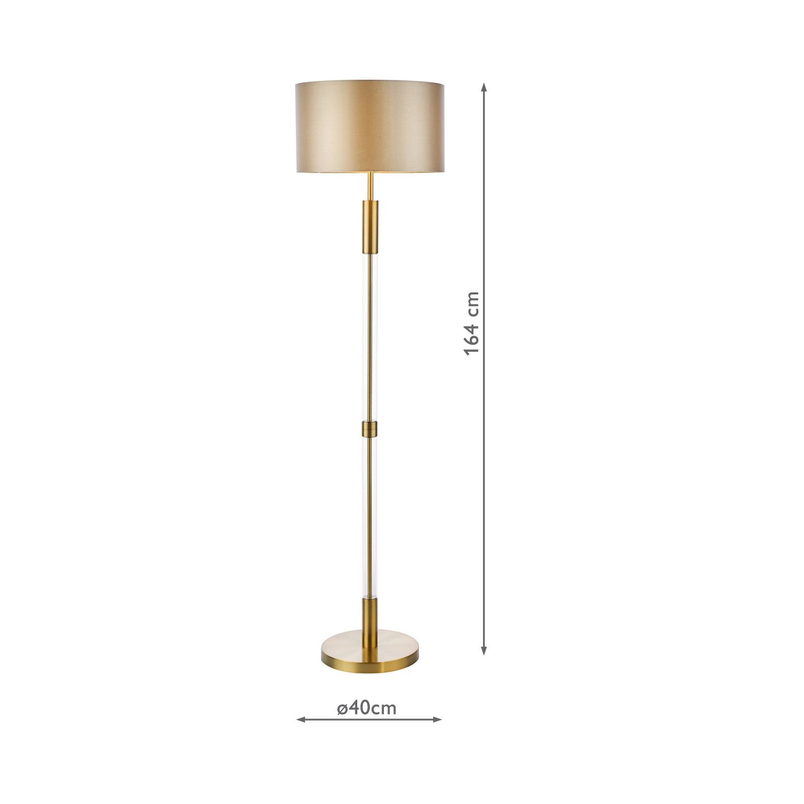 Sylvester Floor Lamp Antique Brass and Glass With Shade E27