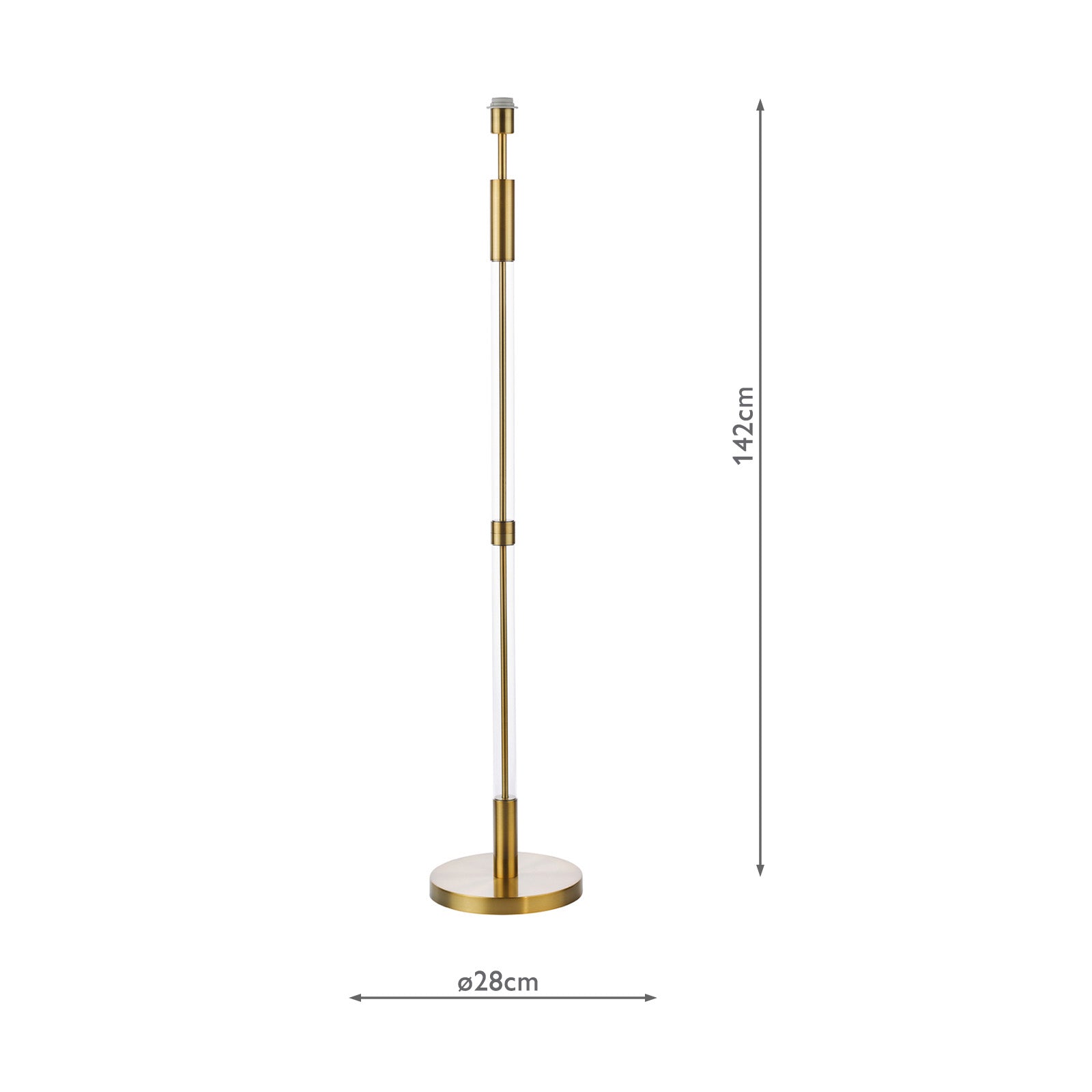 Sylvester Floor Lamp Antique Brass and Glass- Base Only