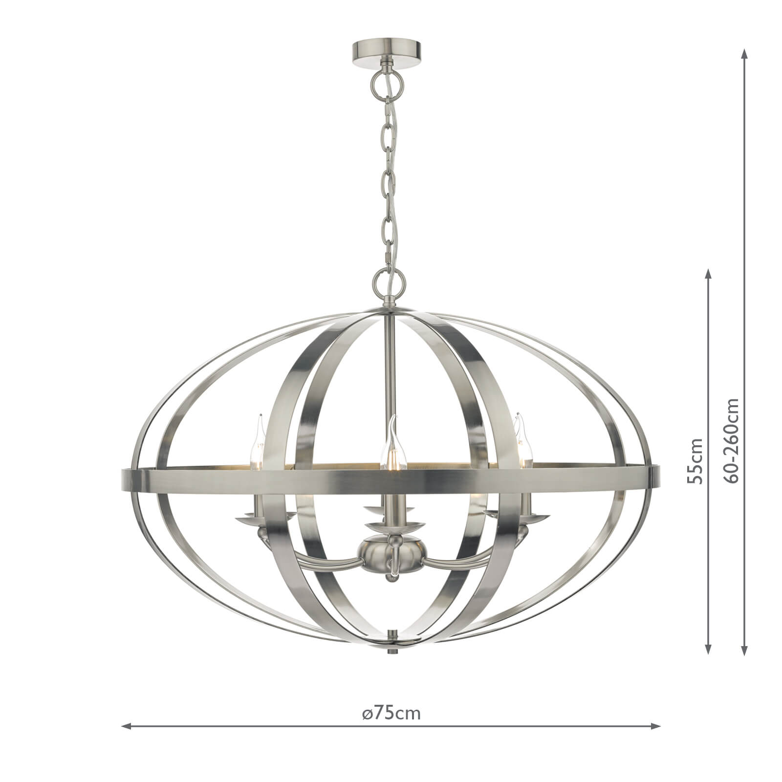 Symbol 3 Light Fitting - Satin Chrome/Petrol Chrome Finish