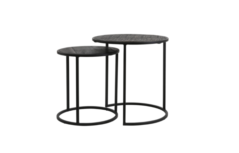 Doba Wood Side table Antique-Matt Black