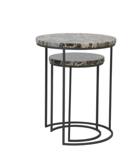Axat Side Table- Antique Bronze/ Brown Black Finishes