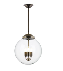 Fairfax 3 Light Pendant Glass and Antique Brass
