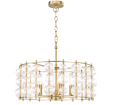 Yuridia 4 Light Pendant Satin Gold and Ribbed Glass