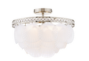 Caverton 4 Lt Semi-Flush Light- Polished Nickel and White Glass