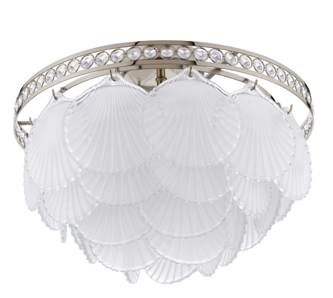 Caverton 4 Lt Semi-Flush Light- Polished Nickel and White Glass