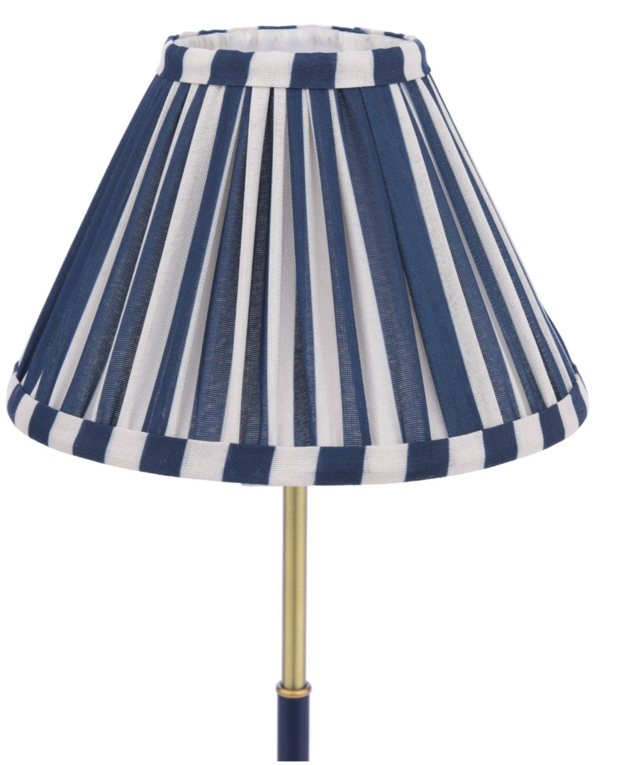 Denwick Table Lamp- Matt Antique Brass and Satin Blue With Shade