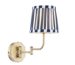 Denwick Wall Light- Matt Antique Brass and Satin Blue With Shade