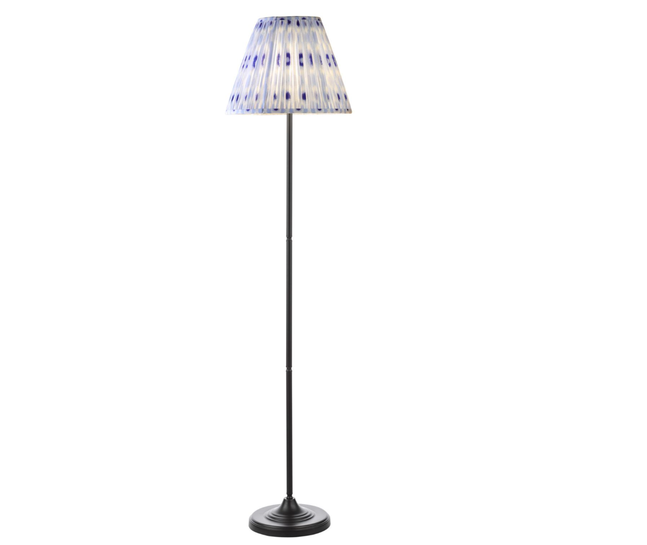 Padme Floor Lamp Matt Black-White & Blue Cotton Mix Shades