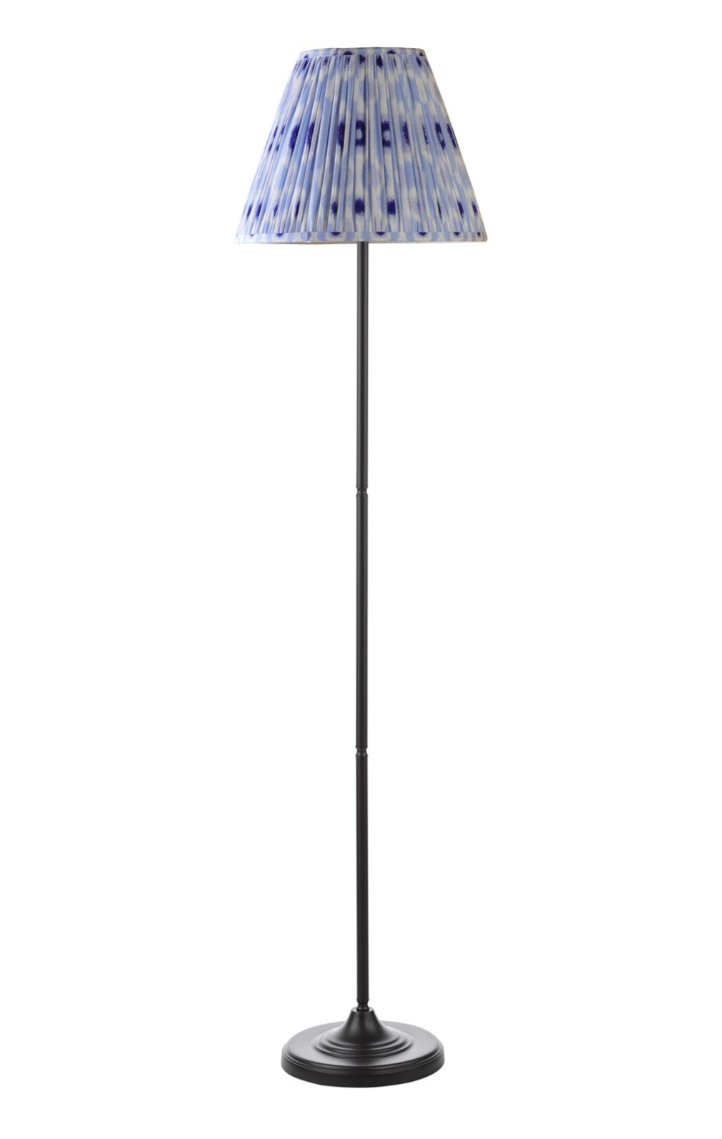 Padme Floor Lamp Matt Black-White & Blue Cotton Mix Shades