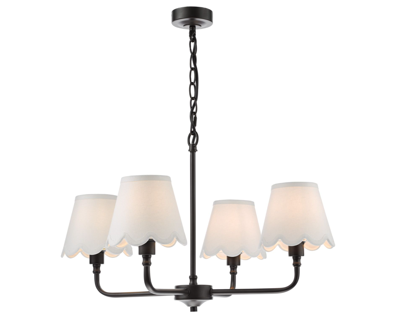 Padme 4 Light Pendant- Matt Black With White & Blue Shades