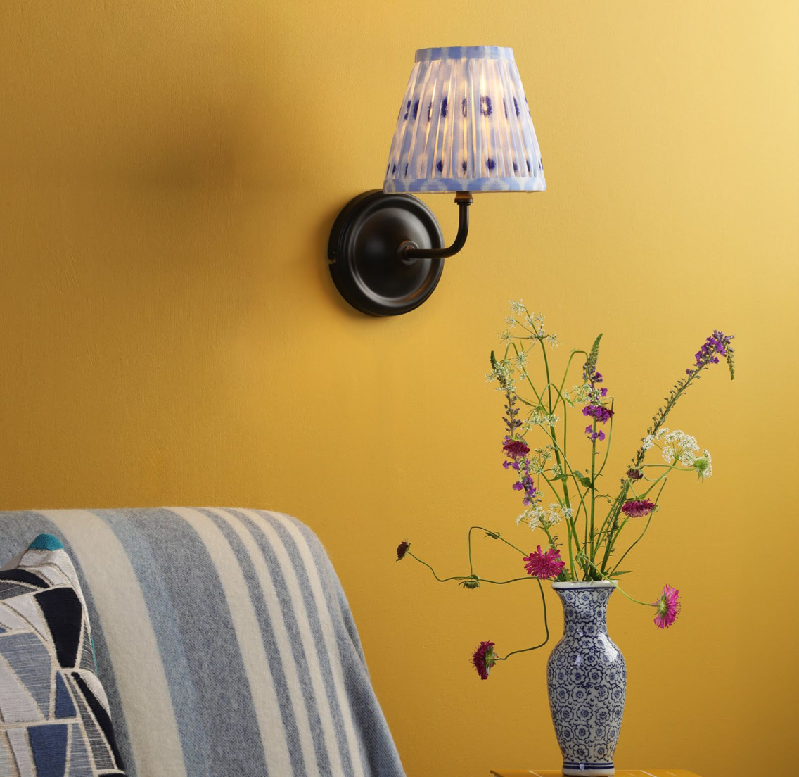 Padme Wall Light- Matt Black With White & Blue Shades