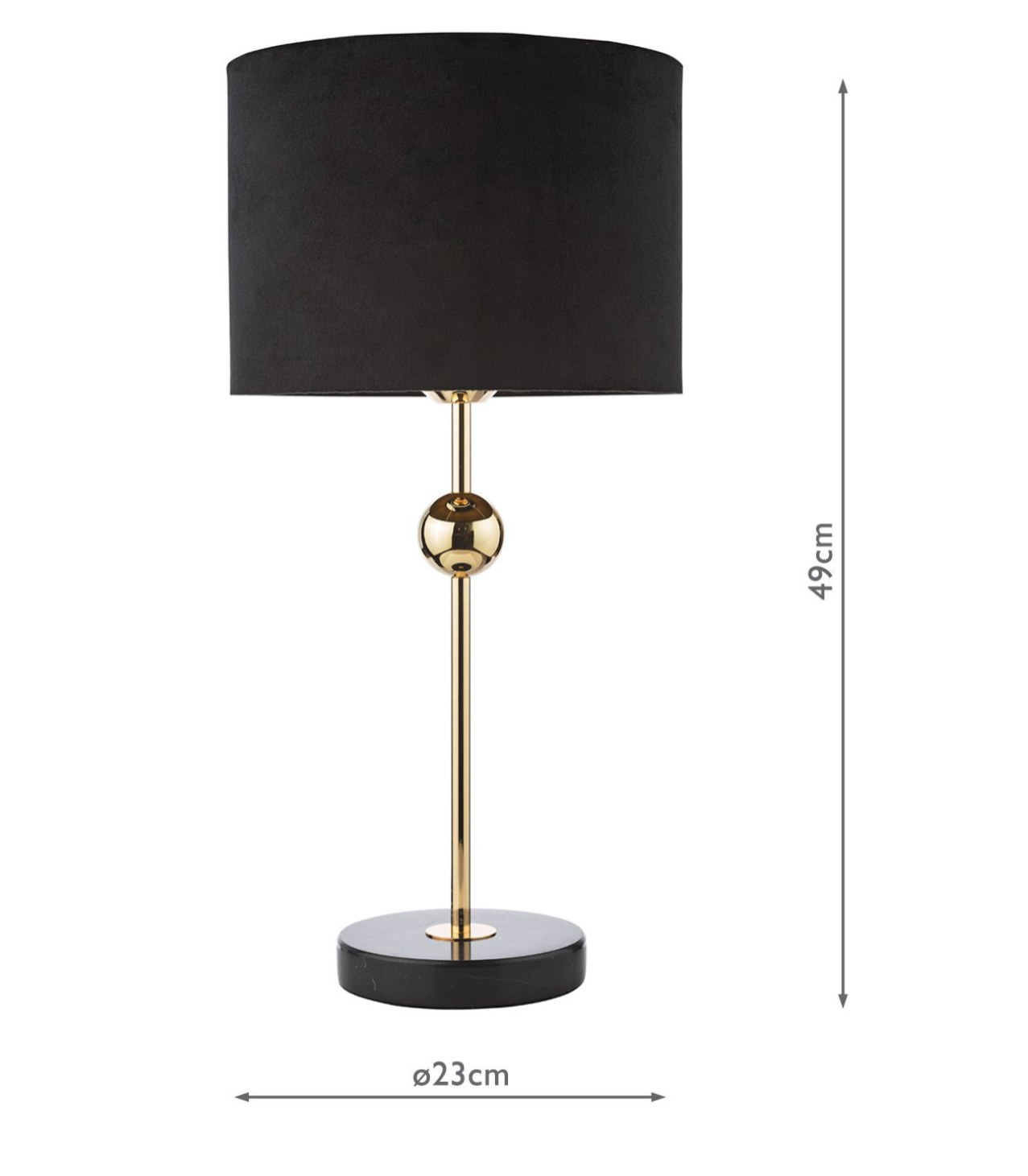 Jillian Table Lamp Marble and Polished Gold With Shade