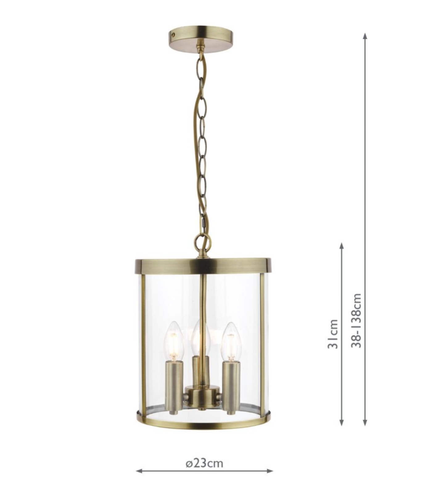 Selbourne 3lt Lantern - Antique Brass/ Polished Nickel, Glass
