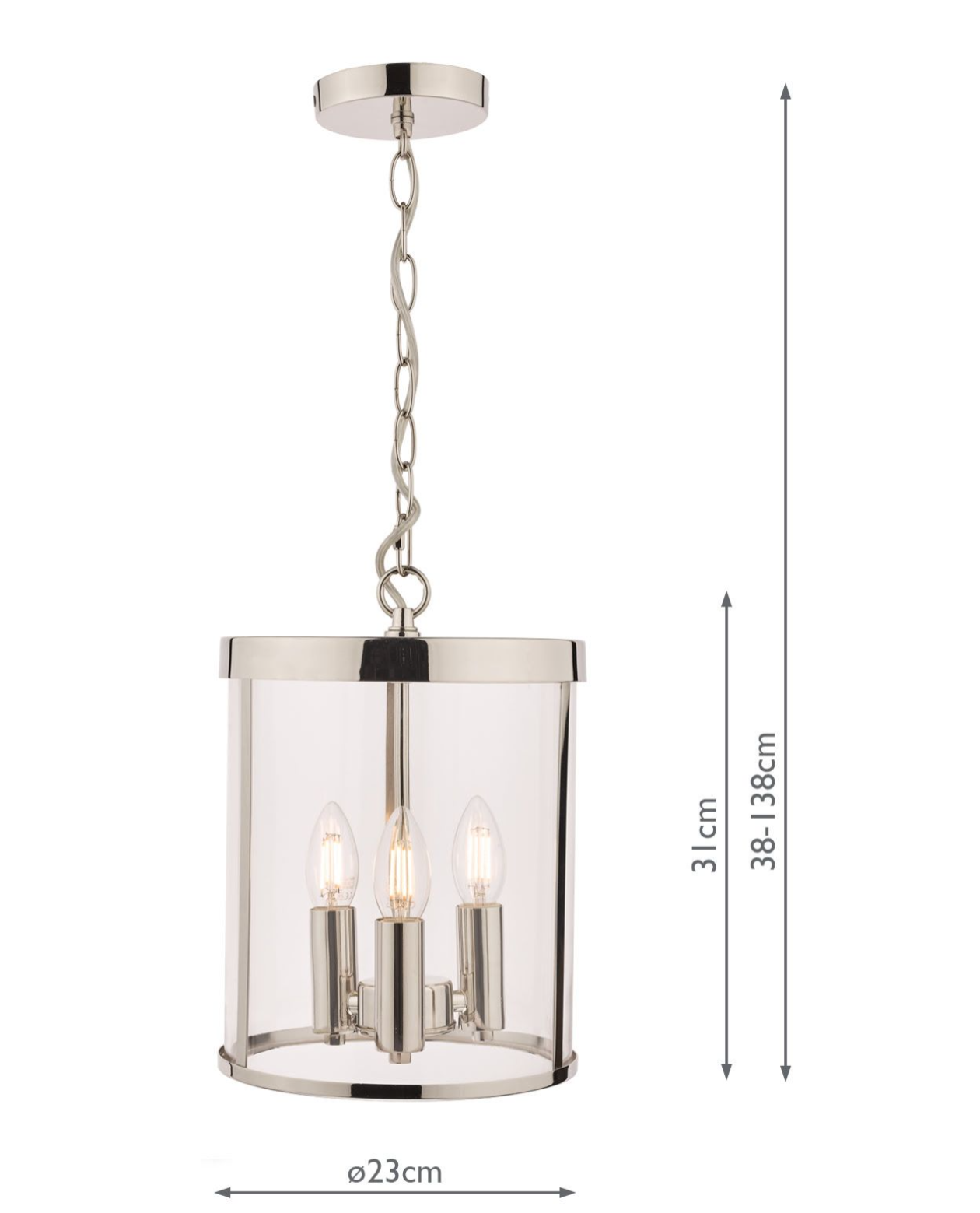 Selbourne 3lt Lantern - Antique Brass/ Polished Nickel, Glass