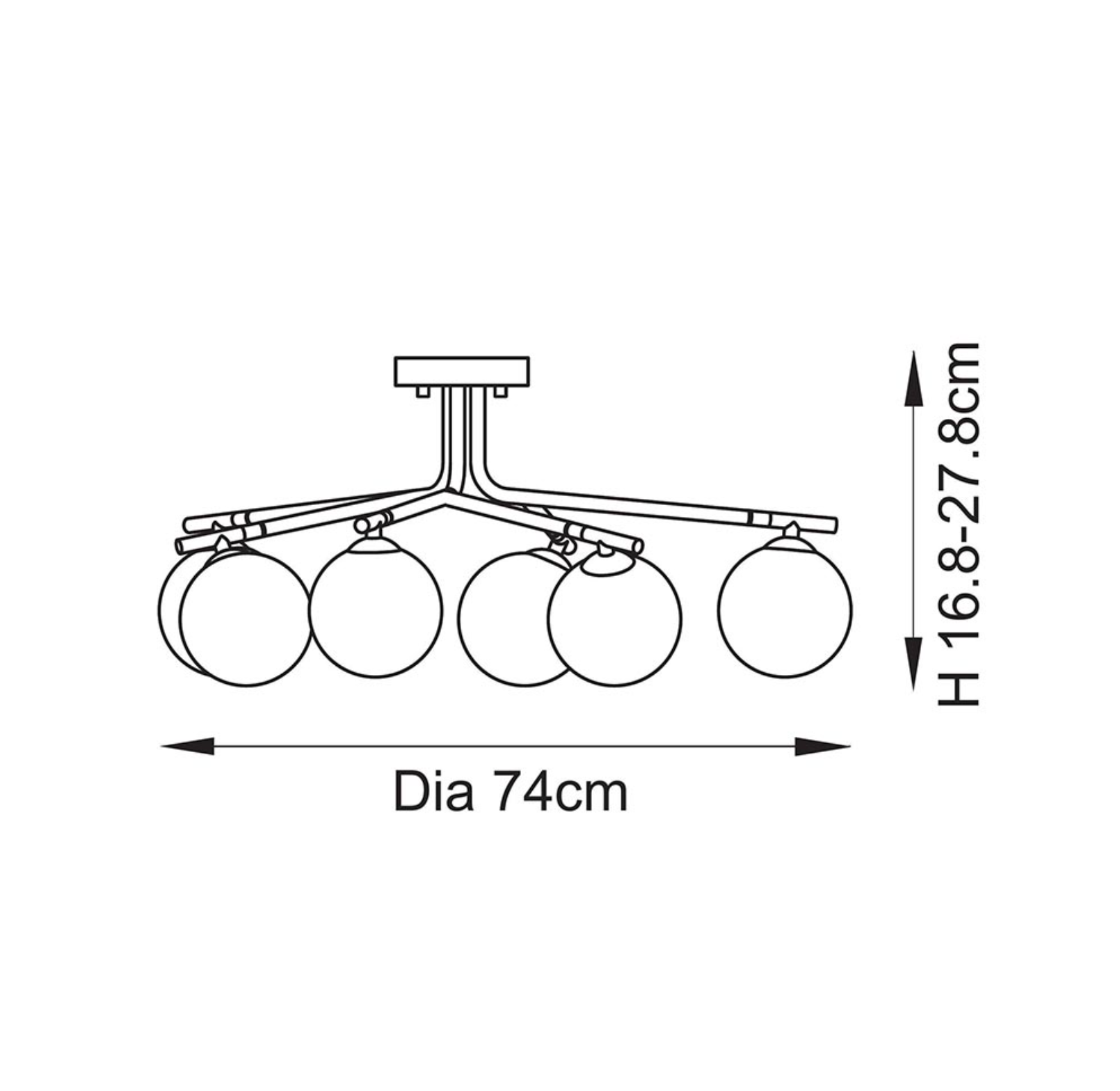 Abern 6/10Lt Semi Flush Light - Brushed Brass Finish