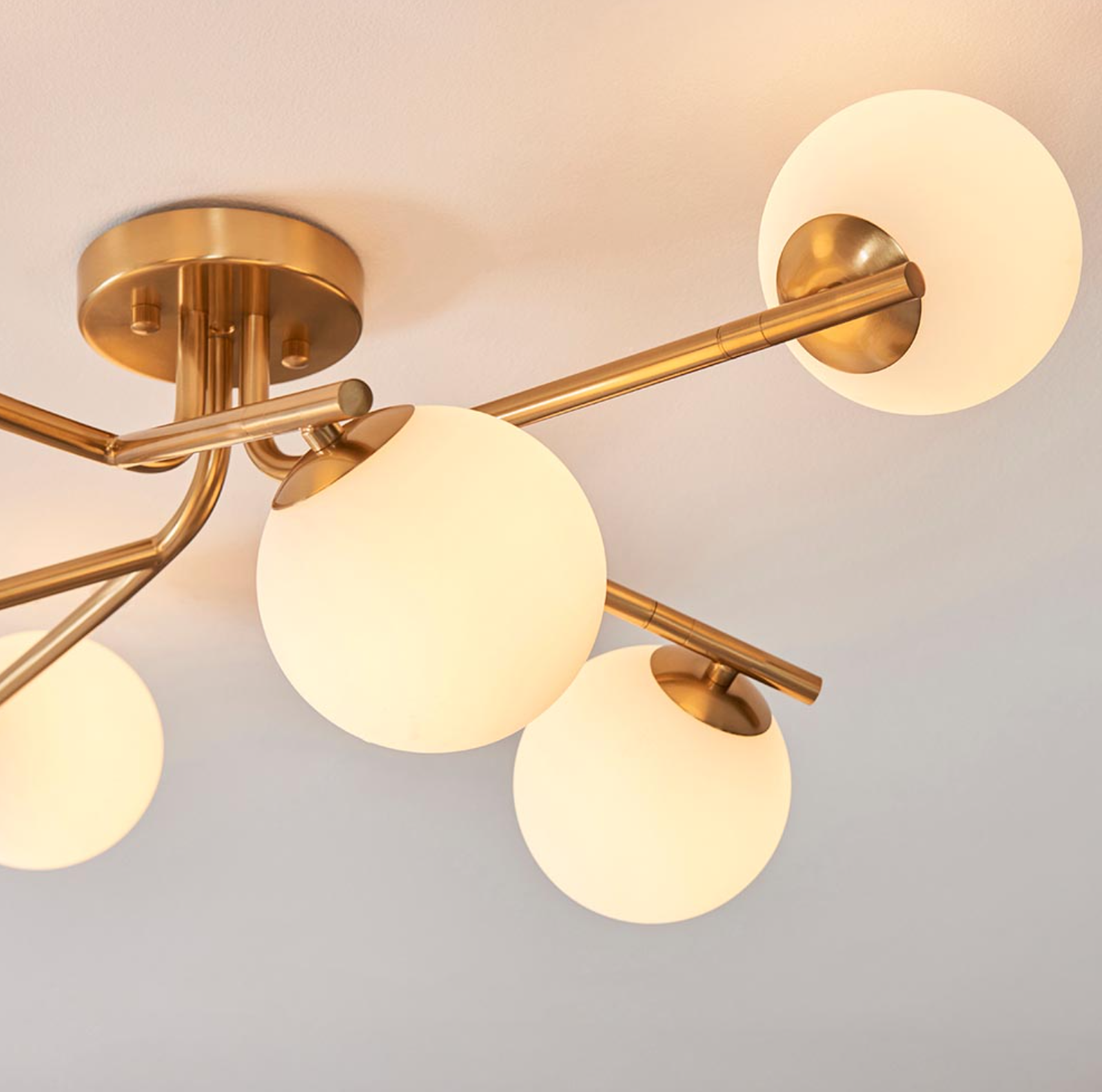 Abern 6/10Lt Semi Flush Light - Brushed Brass Finish