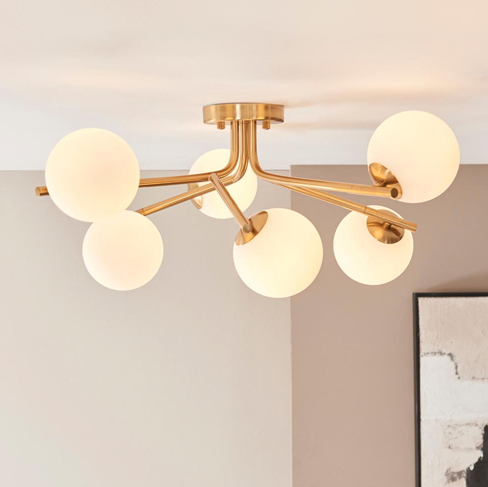 Abern 6/10Lt Semi Flush Light - Brushed Brass Finish