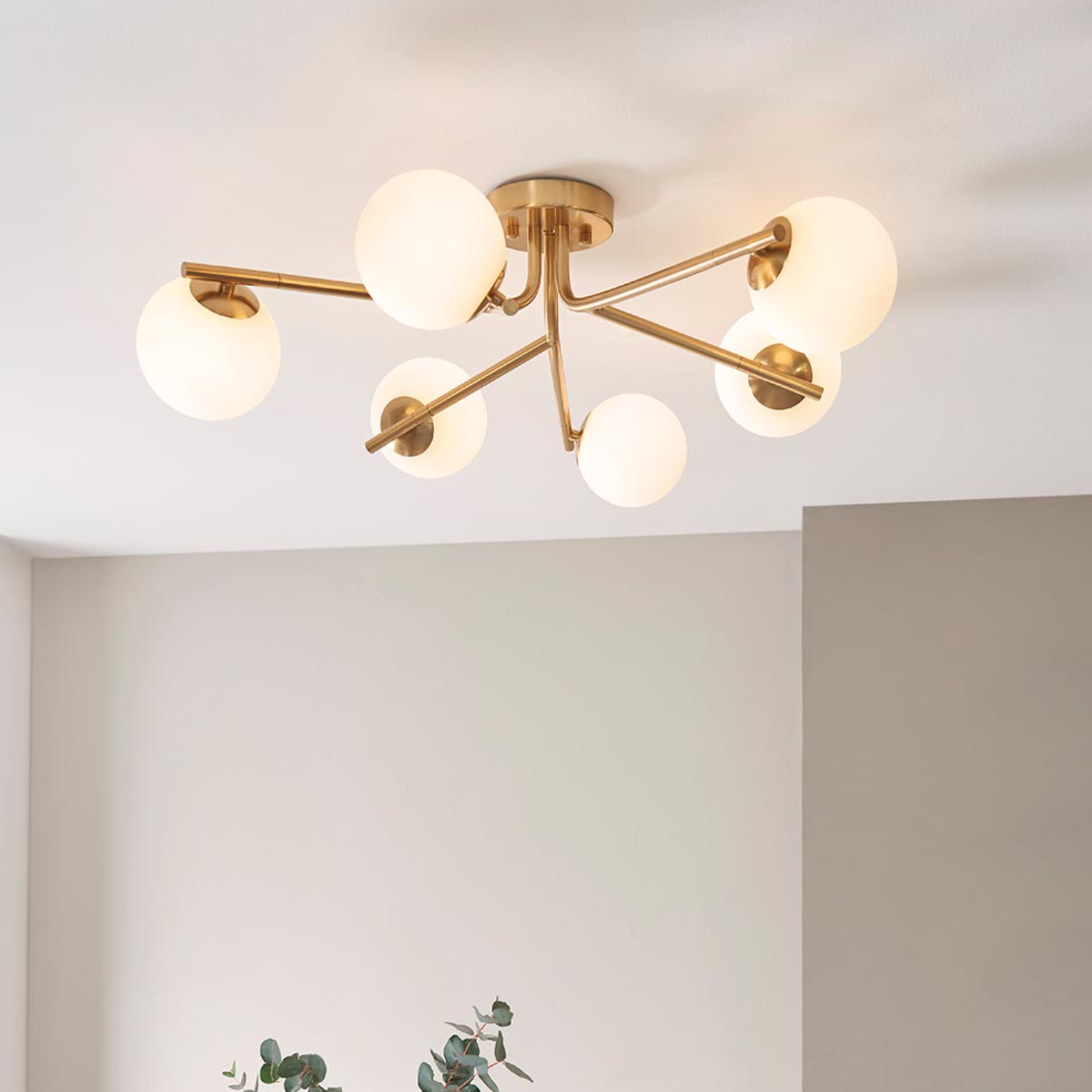 Abern 6/10Lt Semi Flush Light - Brushed Brass Finish