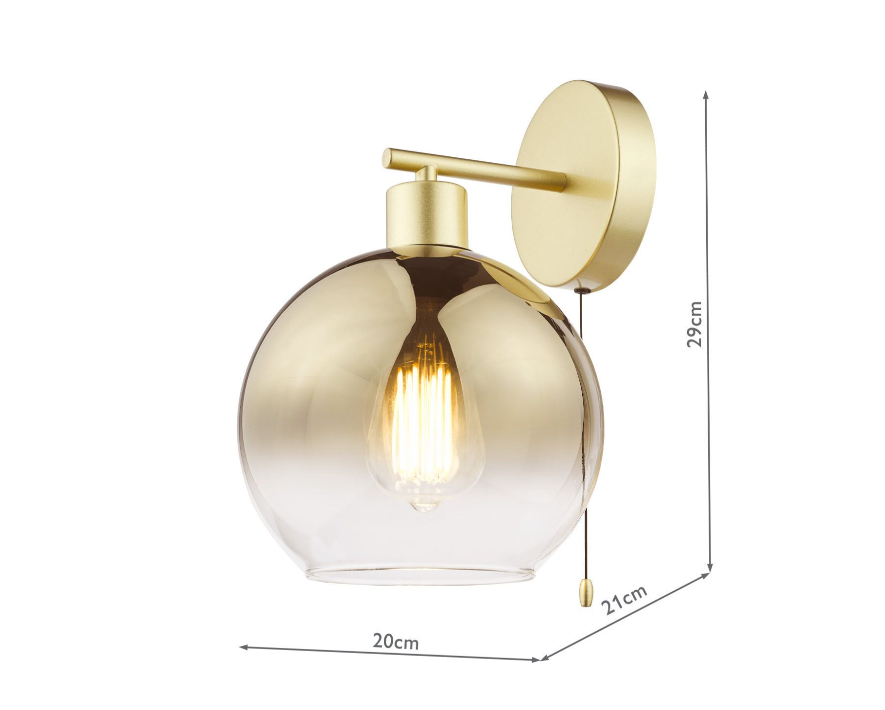 Lycia Wall Light- Satin Gold/ Black w Ombre Glass Finishes