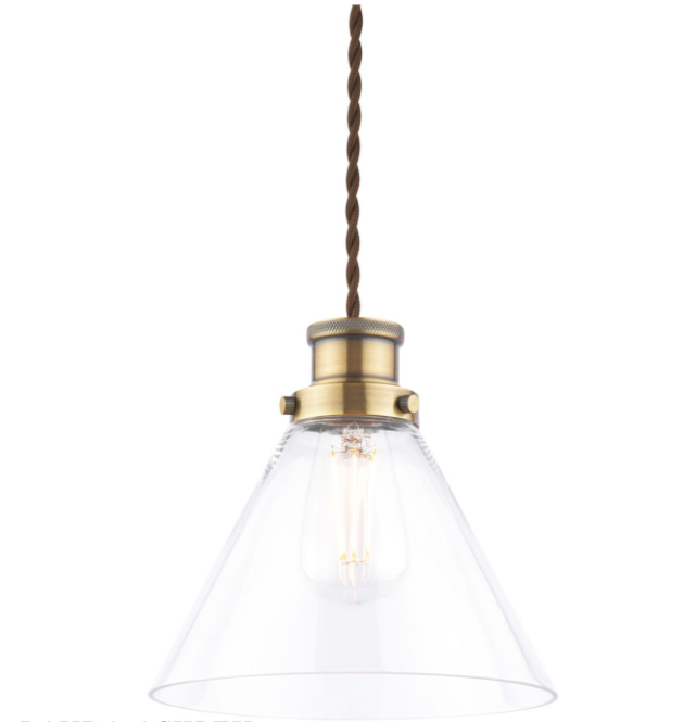 Isaac Easy Fit Pendant Antique Brass and Glass