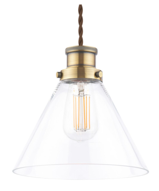 Isaac Easy Fit Pendant Antique Brass and Glass