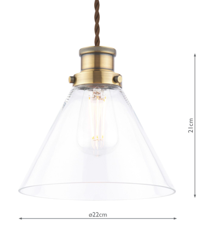 Isaac Easy Fit Pendant Antique Brass and Glass