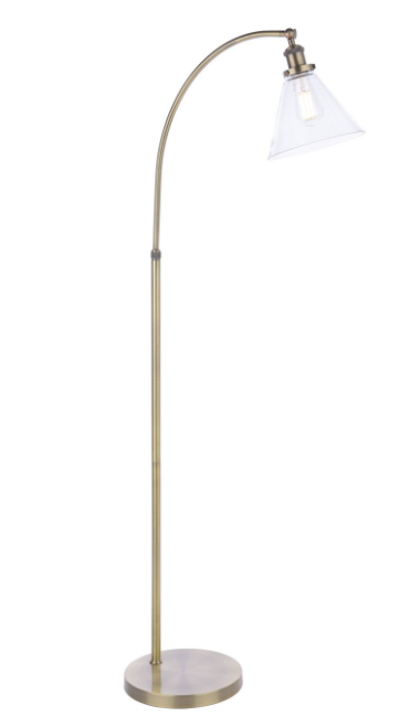 Isaac Floor Lamp Antique Brass and Glass