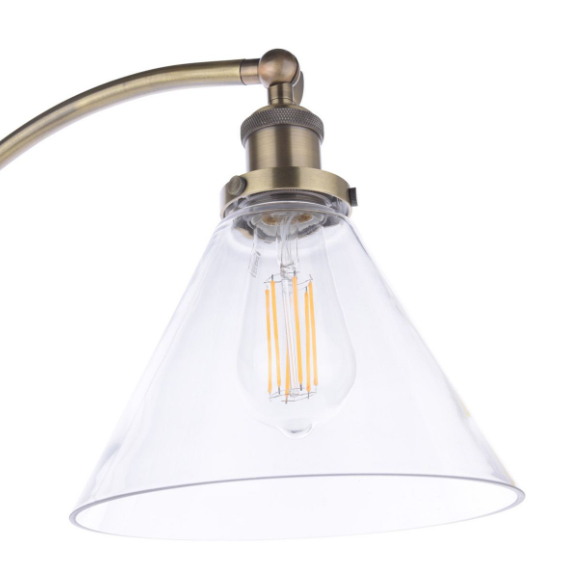 Isaac Floor Lamp Antique Brass and Glass