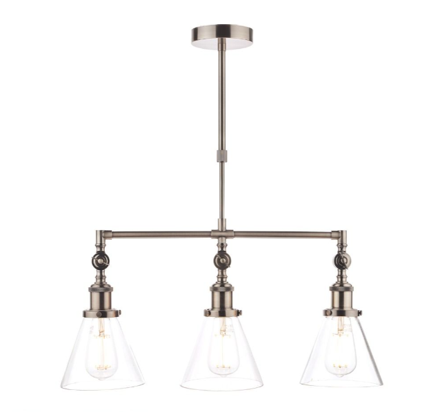 Isaac 3lt Bar Pendant Antique Brass/ Satin Nickel