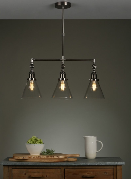 Isaac 3lt Bar Pendant Antique Brass/ Satin Nickel