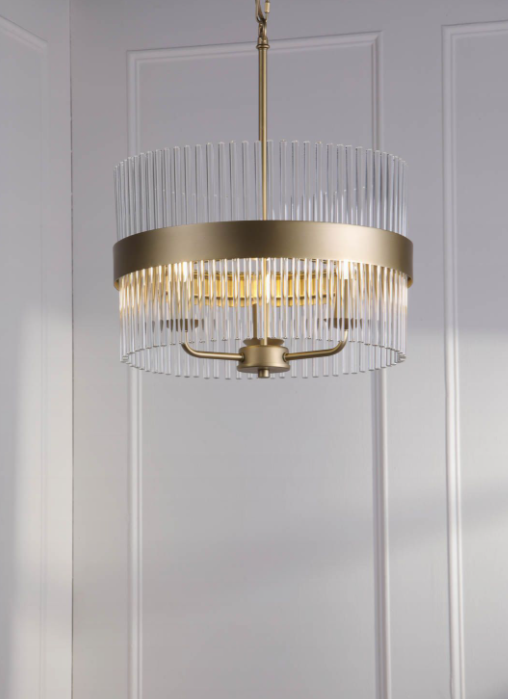 Alexa 3/5 Light Pendant Glass and Matt Antique Brass