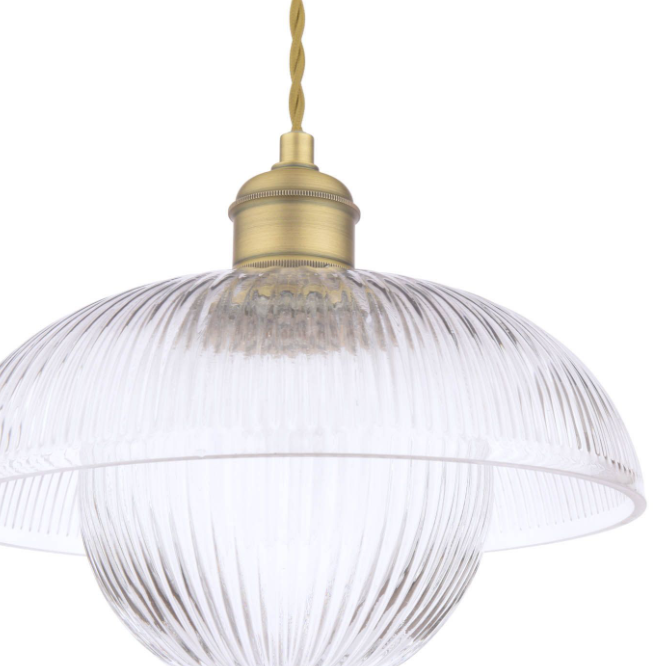 Billham Pendant Matt Antique Brass and Ribbed Glass