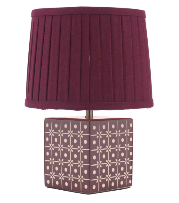 Claudina Table Lamp Purple Ceramic and Antique Brass With Shade